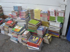 Display of all the books donated to SCEP for school children in Africa. 